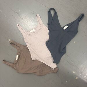 Babaton light brown, taupe and Gray v-neck Soft Lightweight Bodysuits